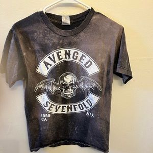 Avenged Sevenfold Deathbat Hand Bleached Logo Tee Shirt